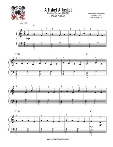 A Tisket A Tasket (Easy Piano Solo)