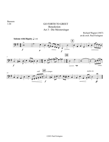 GO FORTH TO GREET Choral Benediction based on Act 3 Chorus from Wagner's DIE MEISTERSINGER