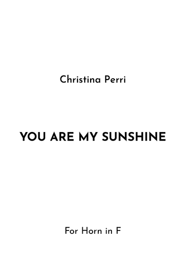 You Are My Sunshine