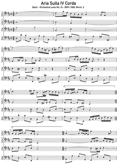 Bach - Air On The G String (Orchestral Suite No.3, mvmt. 2) 4 Instruments arranged for bass (NO TAB)