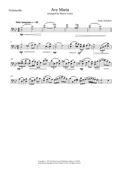 Ave Maria for Cello Solo by F. Schubert