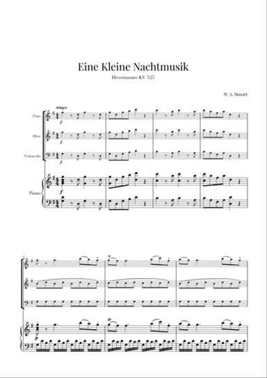 Eine Kleine Nachtmusik for Flute, Oboe, Cello and Piano