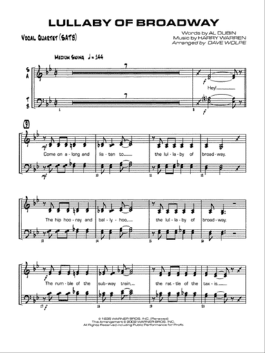 Lullaby of Broadway: SATB Vocals