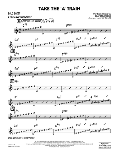 Take The 'A' Train (arr. Mark Taylor) - C Solo Sheet