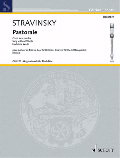 Pastorale: Song Without Words Arranged For Recorder Quartet Sc/pts (attb)