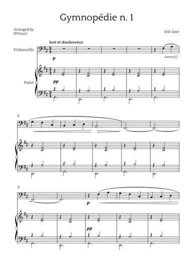 Gymnopédie N.1 - Cello and Piano