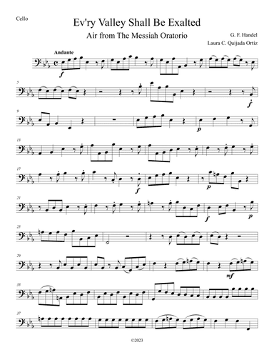 Ev'ry Valley Shall Be Exalted, from The Messiah. Solo trombone and strings. Score & parts.