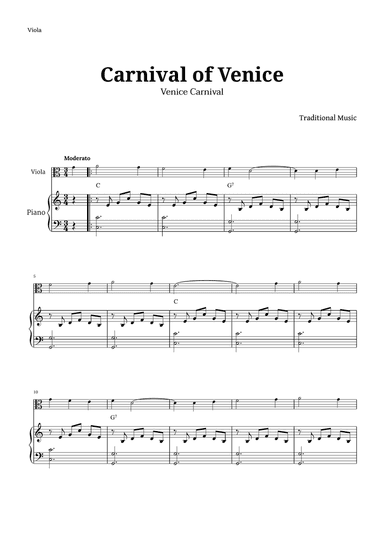 Carnival of Venice for Violin and Pianoa