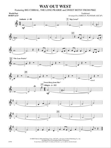 Way Out West: (wp) 1st Horn in E-flat