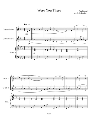 Were You There (Clarinet Duet with Piano Accompaniment)