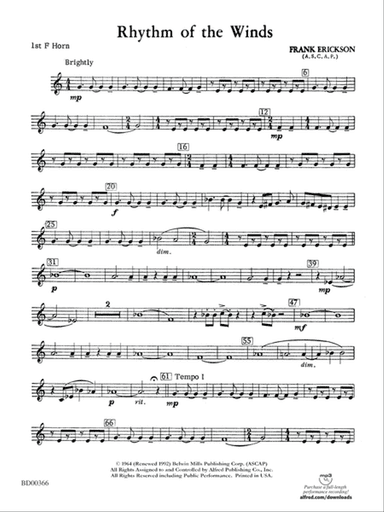 Rhythm of the Winds: 1st F Horn