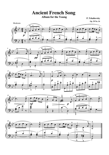 Tchaikovsky Op. 39 No. 16 in G Minor 'Ancient French Song' Album of the young