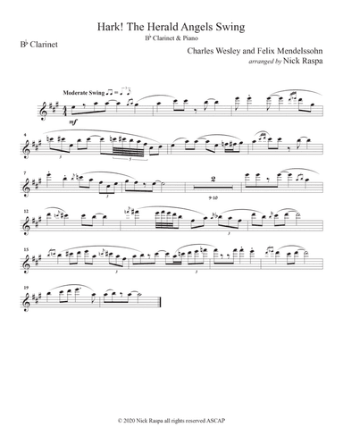 Hark! The Herald Angels Swing - (B Flat Clarinet & Piano) - Clarinet part