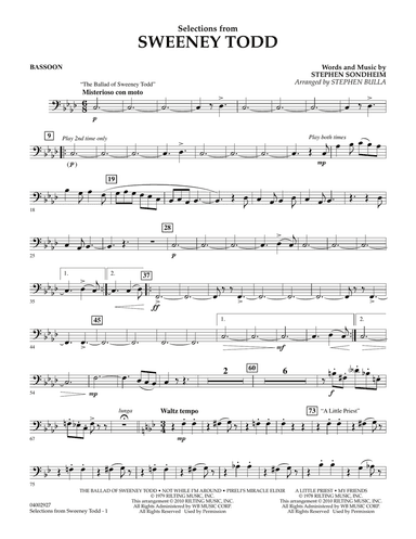 Selections from Sweeney Todd (arr. Stephen Bulla) - Bassoon