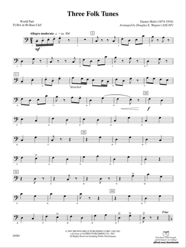 Three Folk Tunes: (wp) B-flat Tuba B.C.