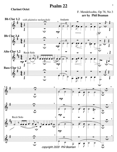 Psalm 22-Mendelssohn-Clarinet octet
