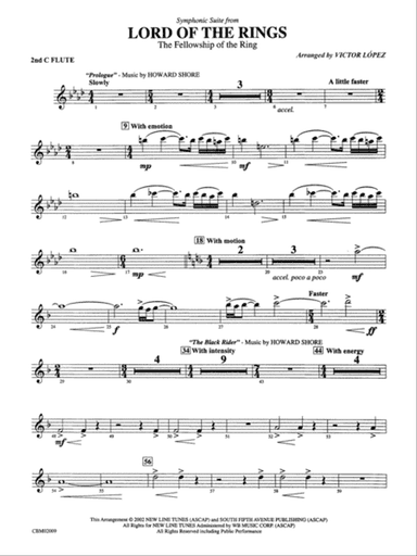 The Lord of the Rings: The Fellowship of the Ring, Symphonic Suite from: 2nd Flute