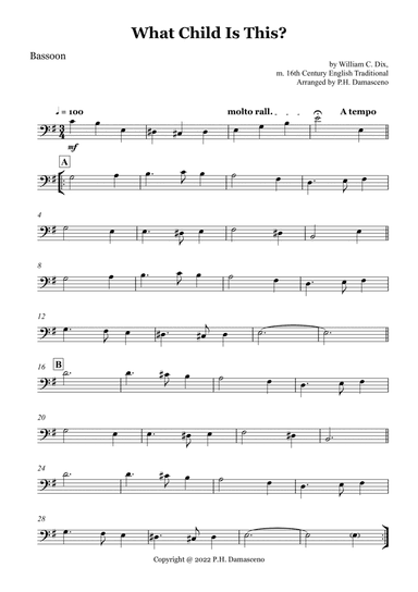 What Child Is This? - Bassoon Solo