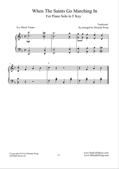 When The Saints Go Marching in - Classical Piano Solo in F Key