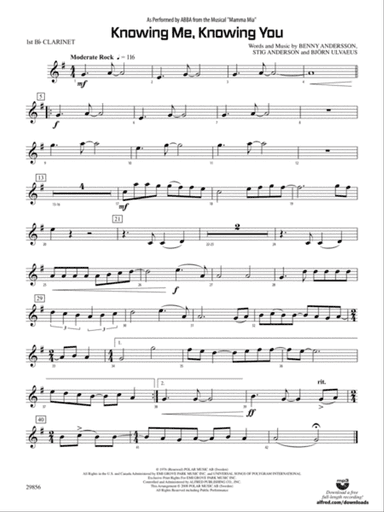 Knowing Me, Knowing You (As performed by ABBA from the musical Mamma Mia): 1st B-flat Clarinet