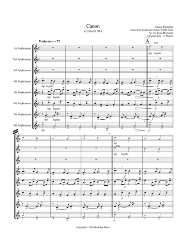 Canon (Pachelbel) (Bb) (Euphonium Octet - Treble Clef)