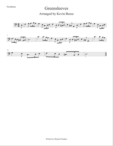 Greensleeves (Easy key of C) Trombone