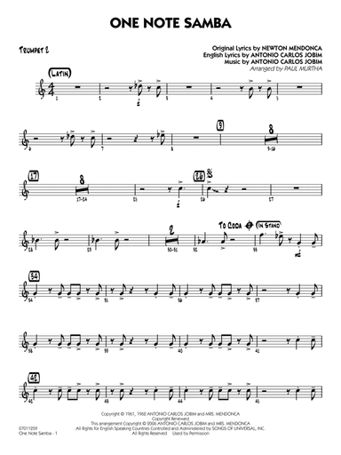 One Note Samba (arr. Paul Murtha) - Trumpet 2