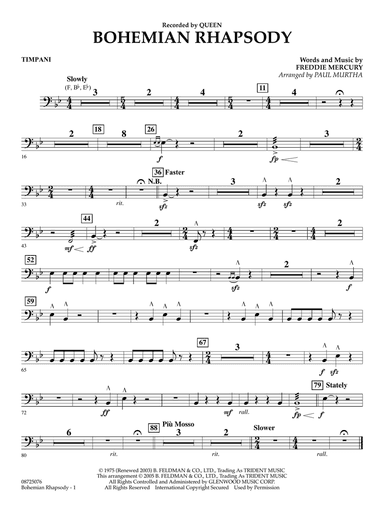 Bohemian Rhapsody (arr. Paul Murtha) - Timpani