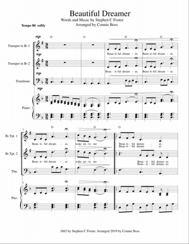 Beautiful Dreamer Key of F Brass Trio