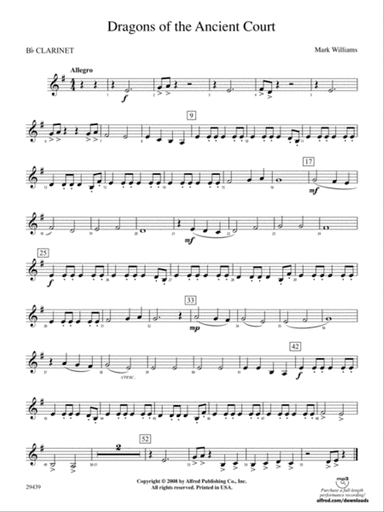 Dragons of the Ancient Court: 1st B-flat Clarinet