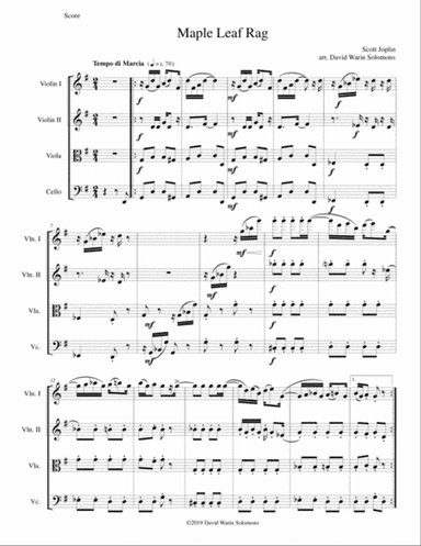 Maple Leaf Rag for string quartet