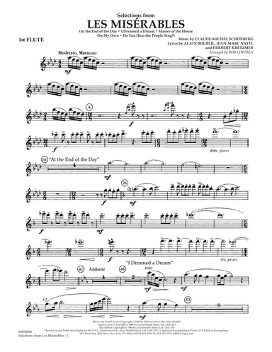 Selections from Les Miserables (arr. Bob Lowden) - Flute 1