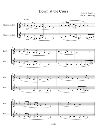 Down at the Cross (Clarinet Duet)