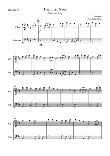 The First Noel (Christmas Song) for Oboe & Bassoon Duo