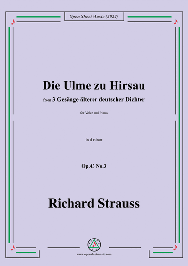 Richard Strauss-Die Ulme zu Hirsau,in d minor,Op.43 No.3,for Voice and Piano