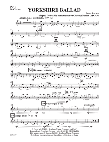 Yorkshire Ballad, 2nd Edition - Clarinet 3