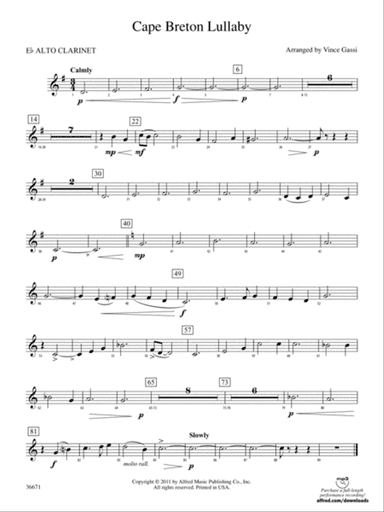 Cape Breton Lullaby: (wp) E-flat Alto Clarinet