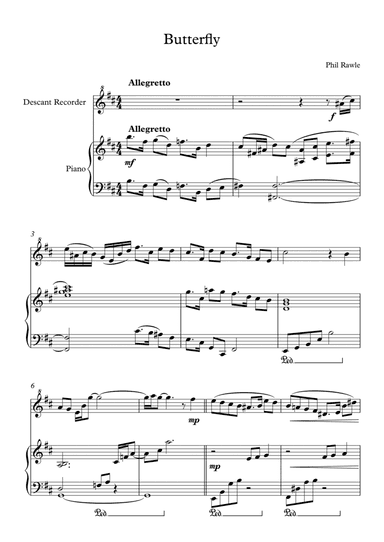 Butterfly - Descant Recorder and Piano