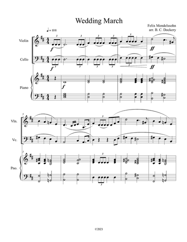 Wedding March (Violin and Cello Duet) with optional piano accompaniment