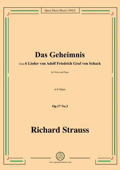 Richard Strauss-Das Geheimnis,in E Major,Op.17 No.3