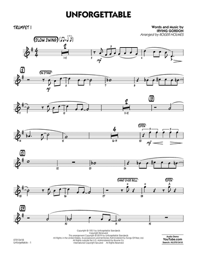 Unforgettable (arr. Roger Holmes) - Trumpet 1