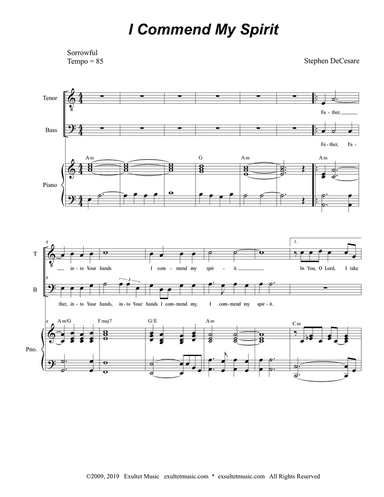 I Commend My Spirit (for 2-part choir - (TB)