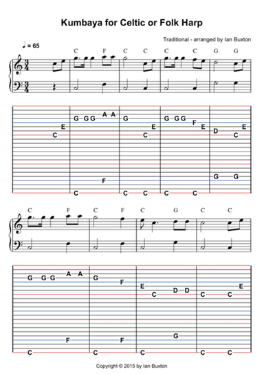 Kumbaya for Celtic or Folk Harp with Chords