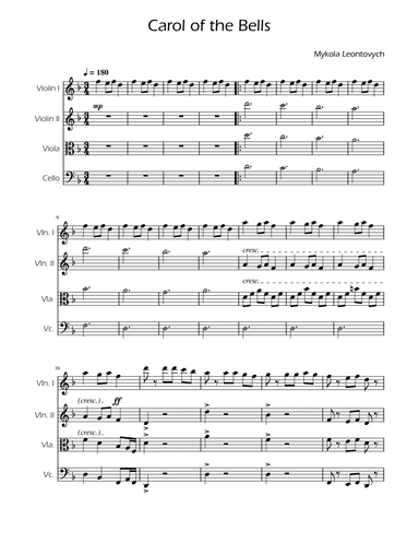 Carol of the Bells - String Quartet