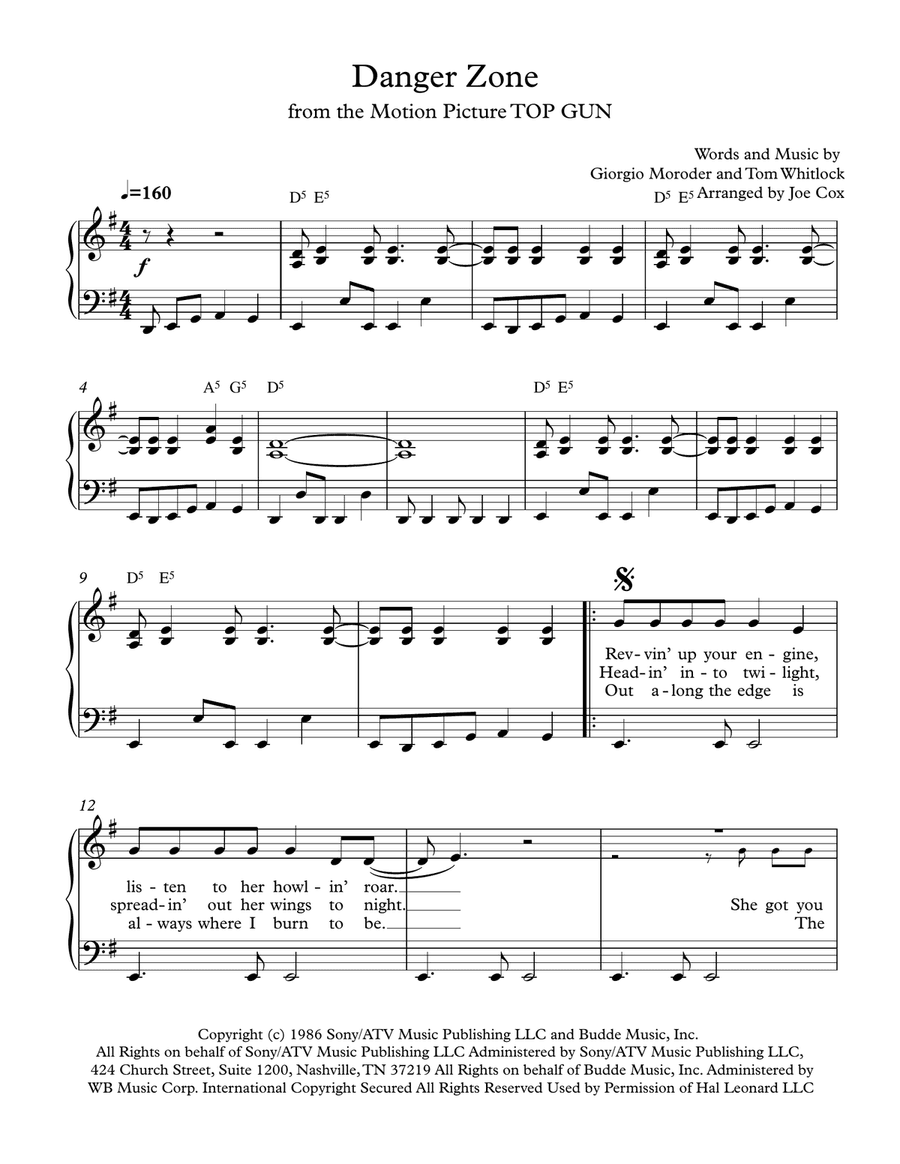 Danger Zone from the Motion Picture TOP GUN