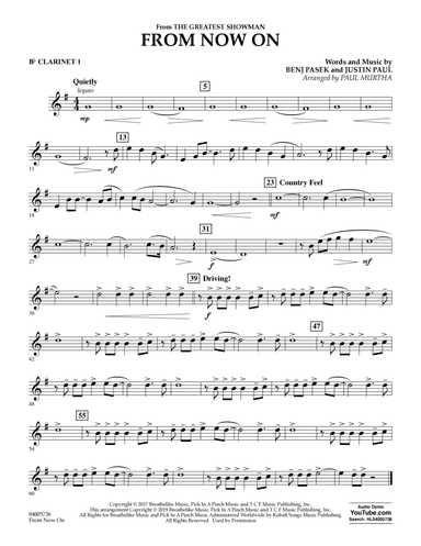 From Now On (from The Greatest Showman) (arr. Paul Murtha) - Bb Clarinet 1