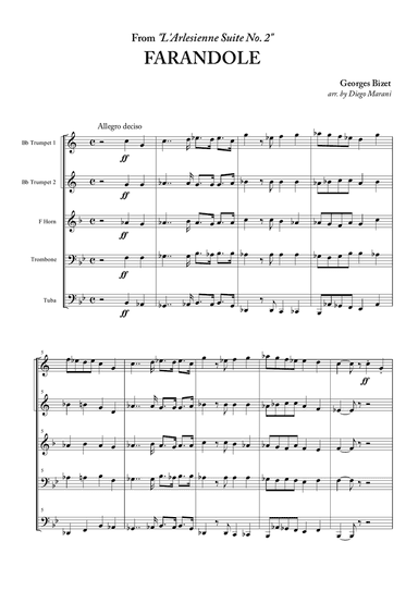 Farandole from "L'Arlesienne Suite No. 2" for Brass Quintet