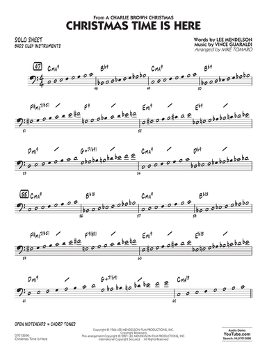 Christmas Time Is Here (arr. Mike Tomaro) - Bass Clef Solo Sheet