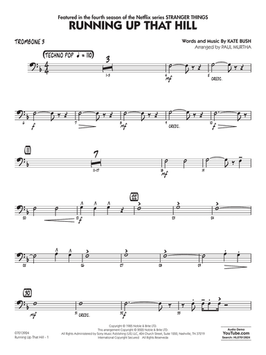 Running Up That Hill (arr. Paul Murtha) - Trombone 3