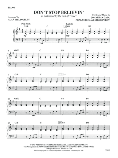 Don't Stop Believin': Piano Accompaniment